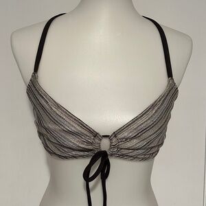 Shinny Brown‎ And Cream Adjustable Bikini Top - Size M.